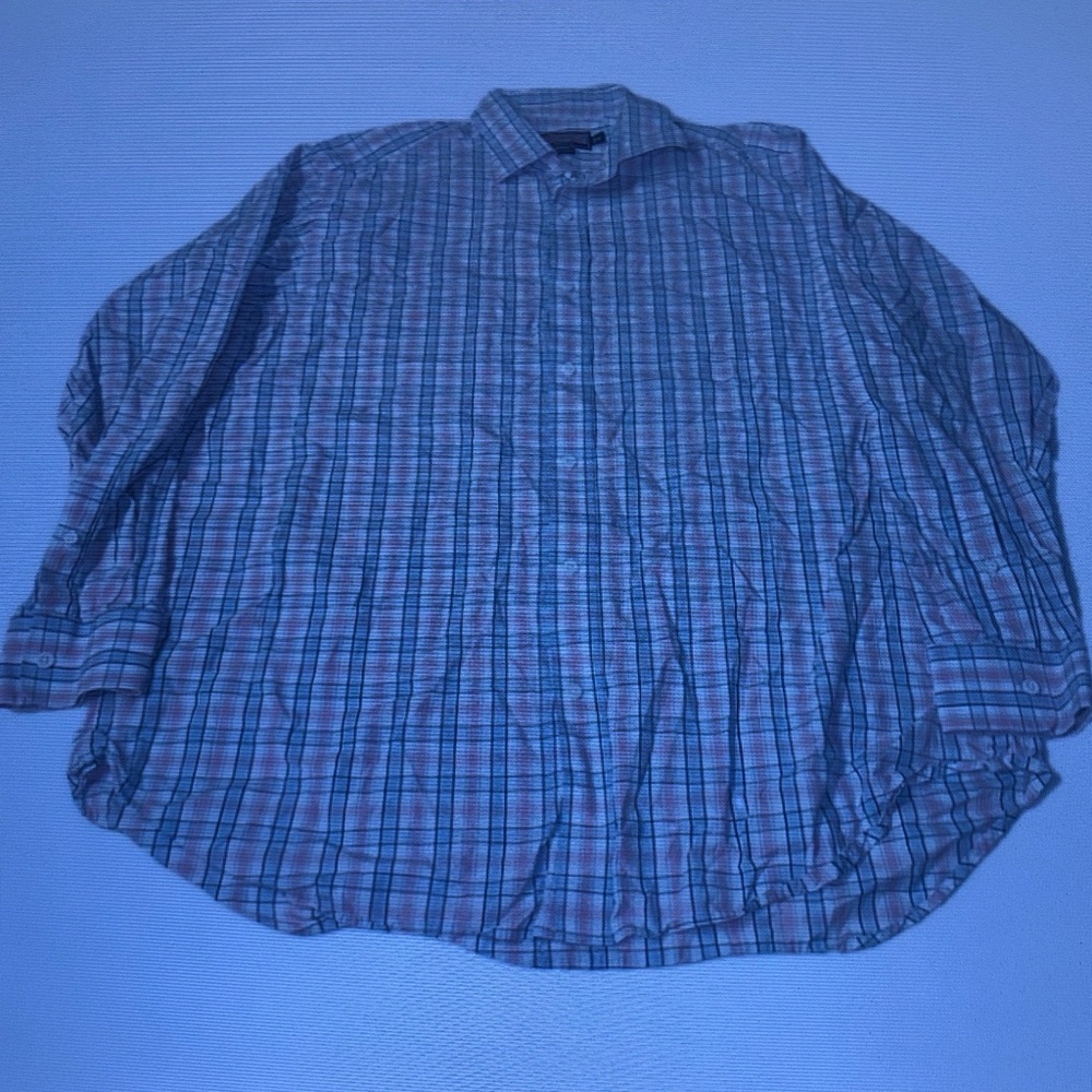 Men's Long-Sleeve Plaid Button-Up Shirt - Blue/Gray